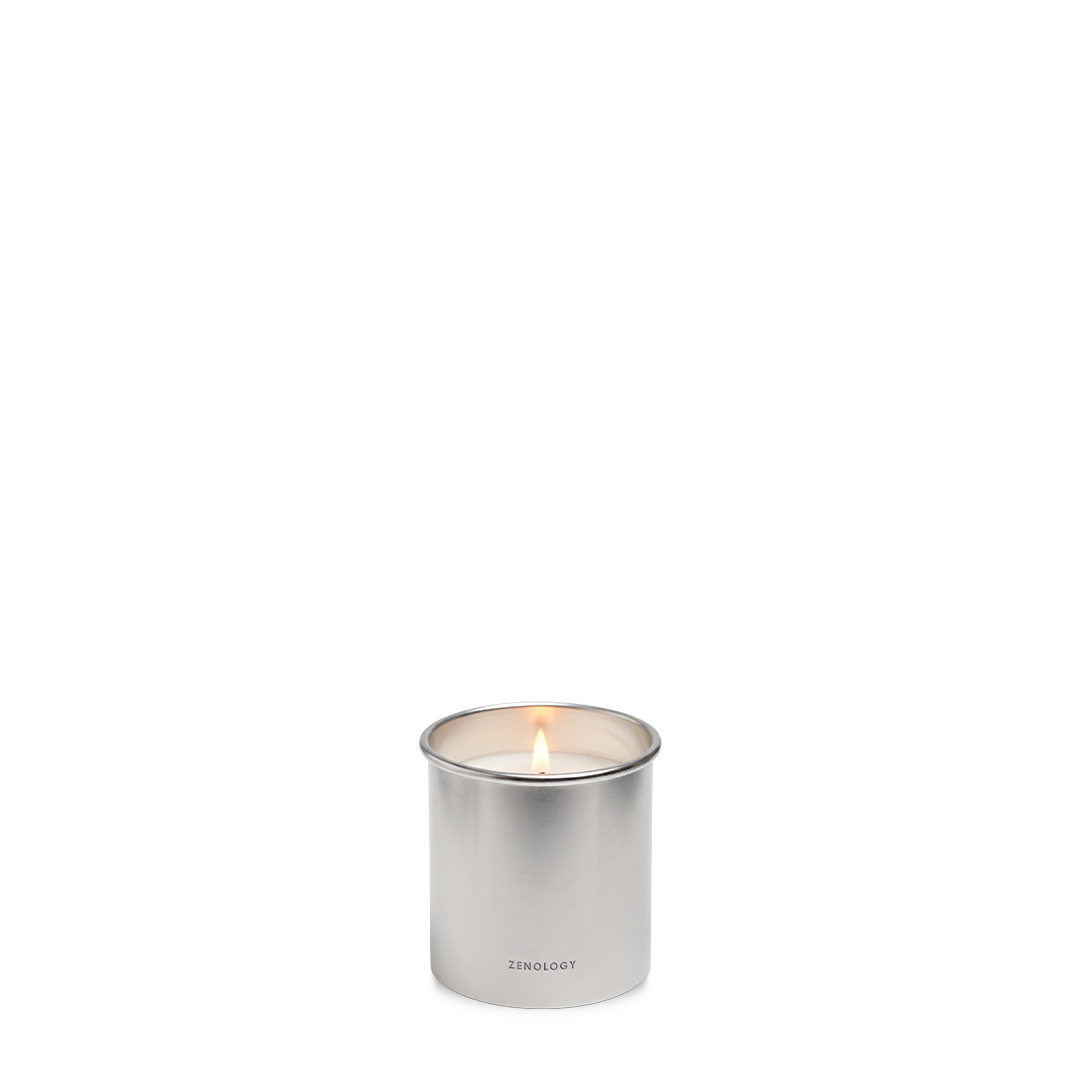 Top view of the Camellia Sinensis perfume candle in its aluminium container, showing the wax surface.