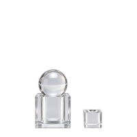 Empty faceted crystal candle holder shown from the front on a neutral background.